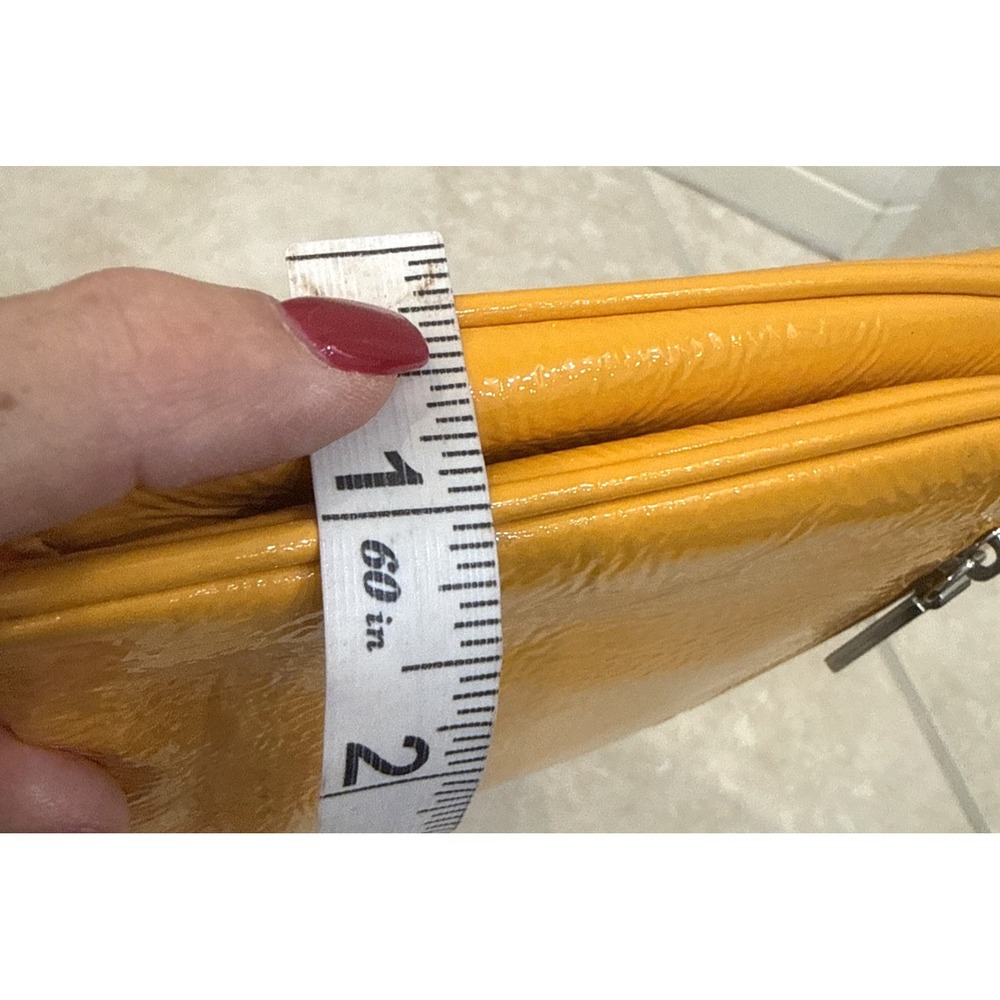 Hobo International Yellow Patent Leather Purse Clutch Preppy Colorful 6x13x1 - Picture 10 of 12